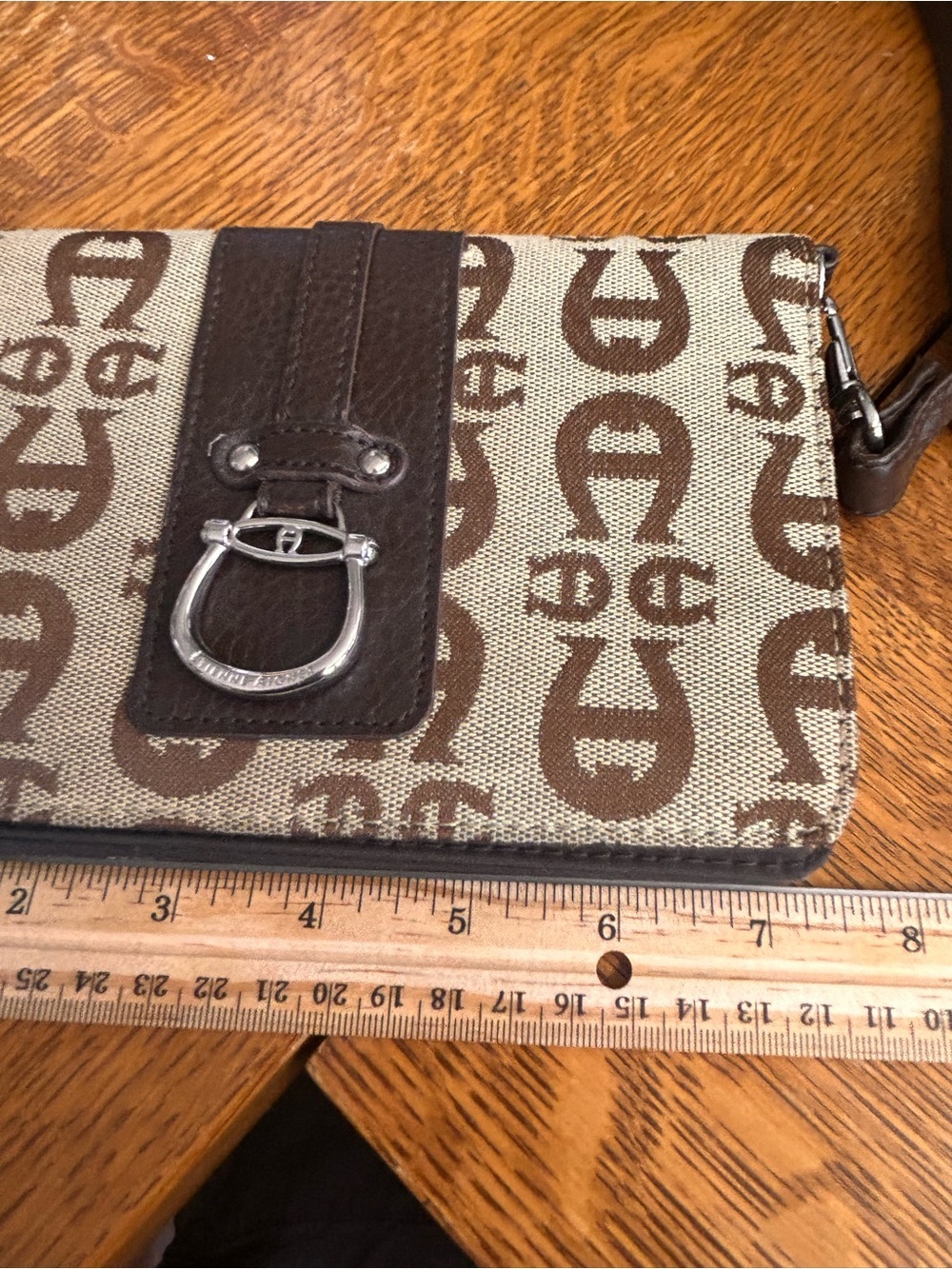 Vintage Etienne Aigner Monogram Crossbody Bag Brown Canvas Leather Clutch Y2K - Picture 12 of 14